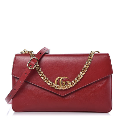 Gucci Calfskin Diagonal GG Medium Thiara Double Envelope Shoulder Bag Black Red 1 of 12