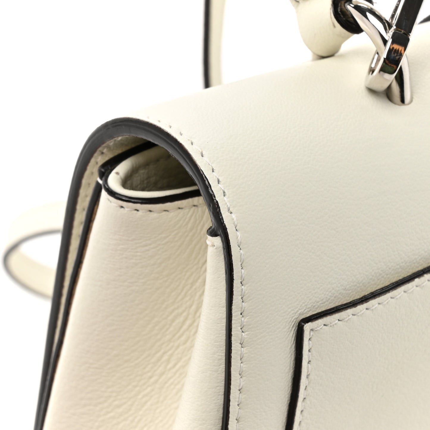 Calfskin Crystal Medium Cheri Top Handle Bag Milk