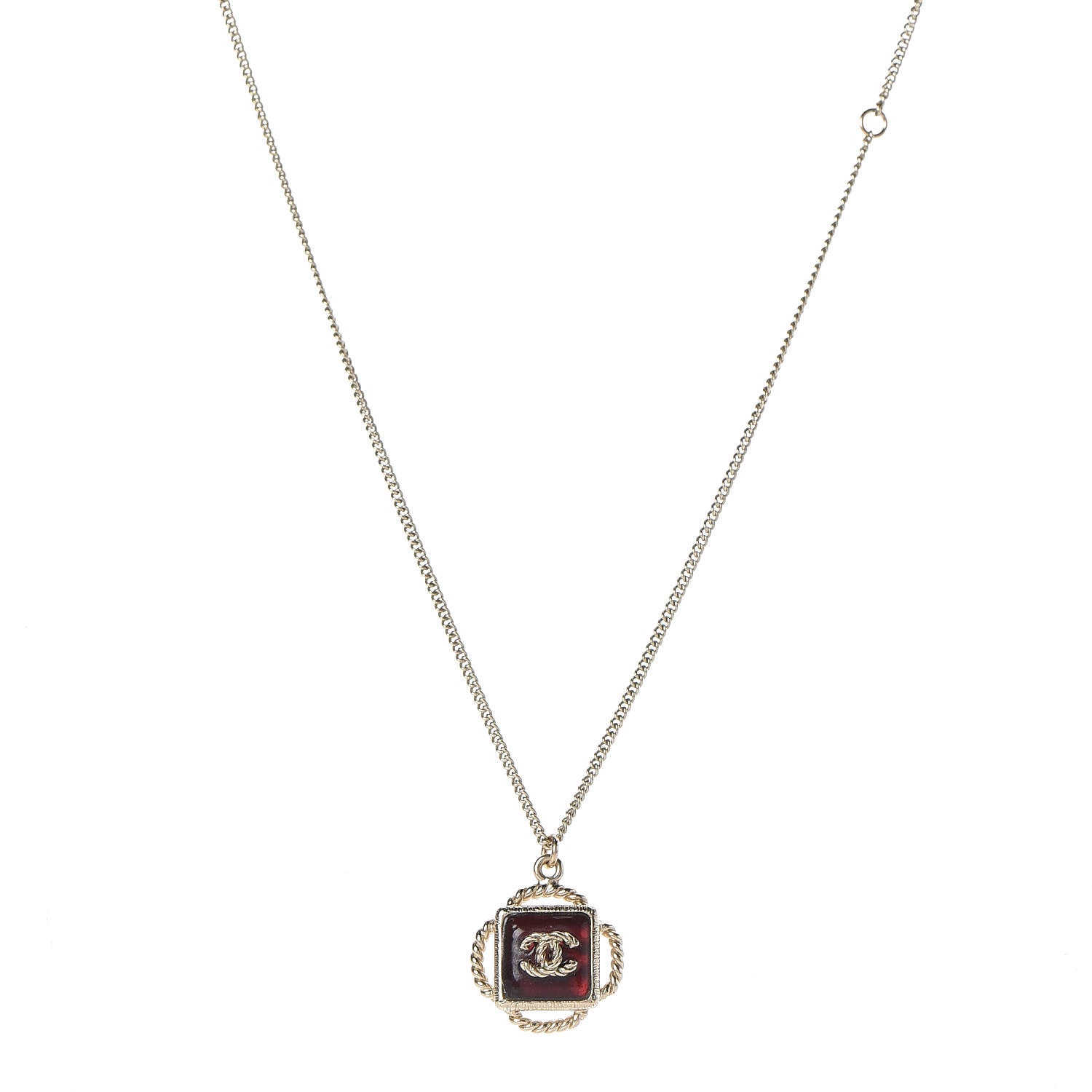 Chanel Resin CC Necklace Gold Red 1 of 4