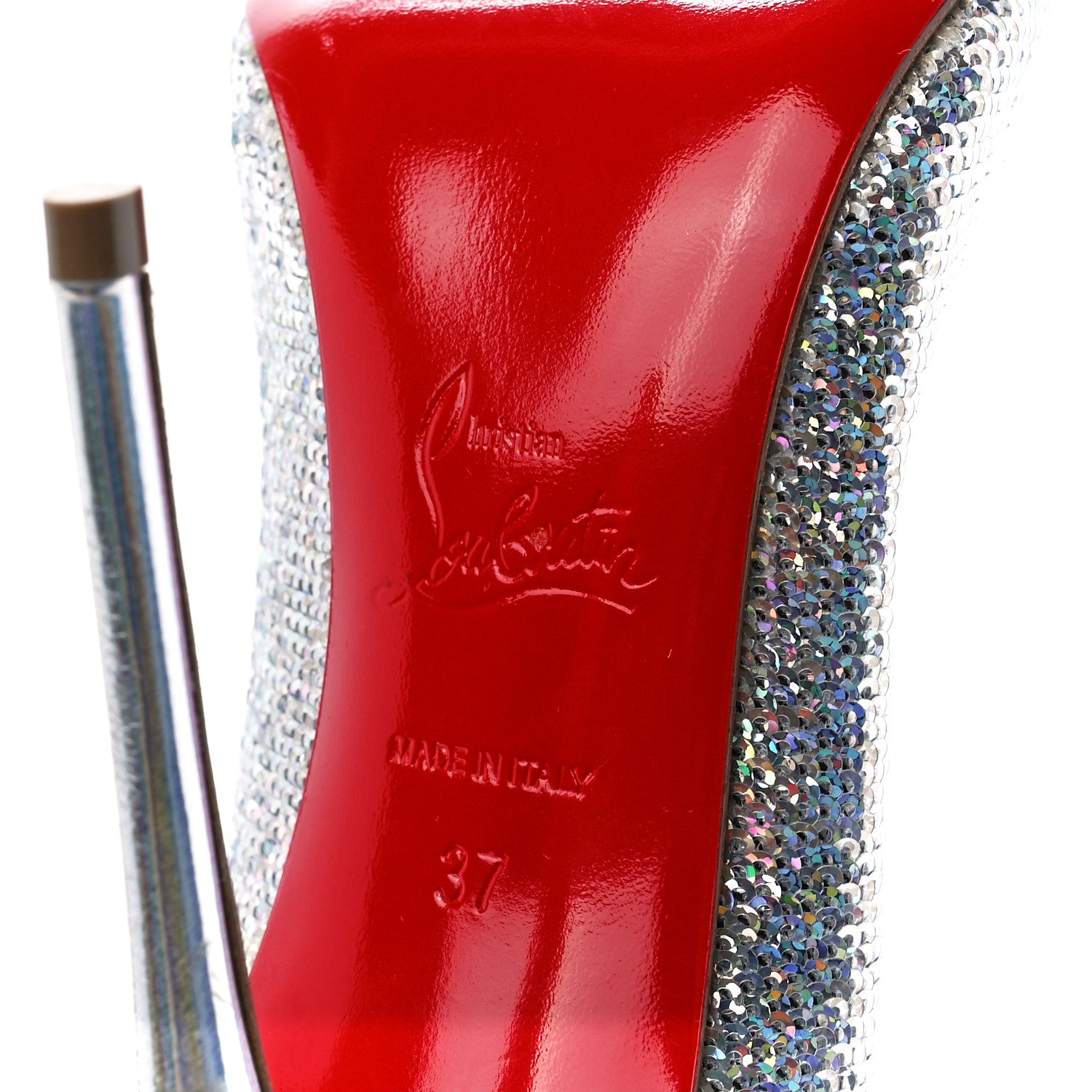 Christian Louboutin Sequin Pigalle Follies 100 Pumps 37 Silver 6 of 8