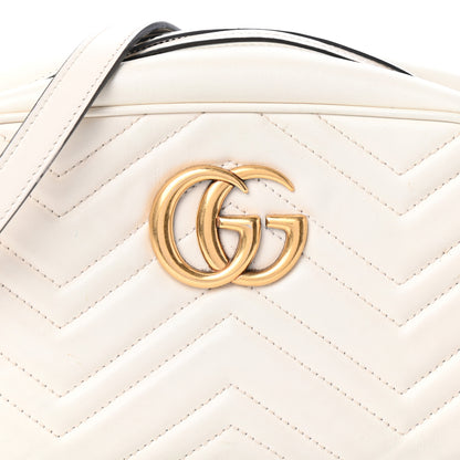 Gucci Calfskin Matelasse Small GG Marmont Chain Shoulder Bag White 7 of 9
