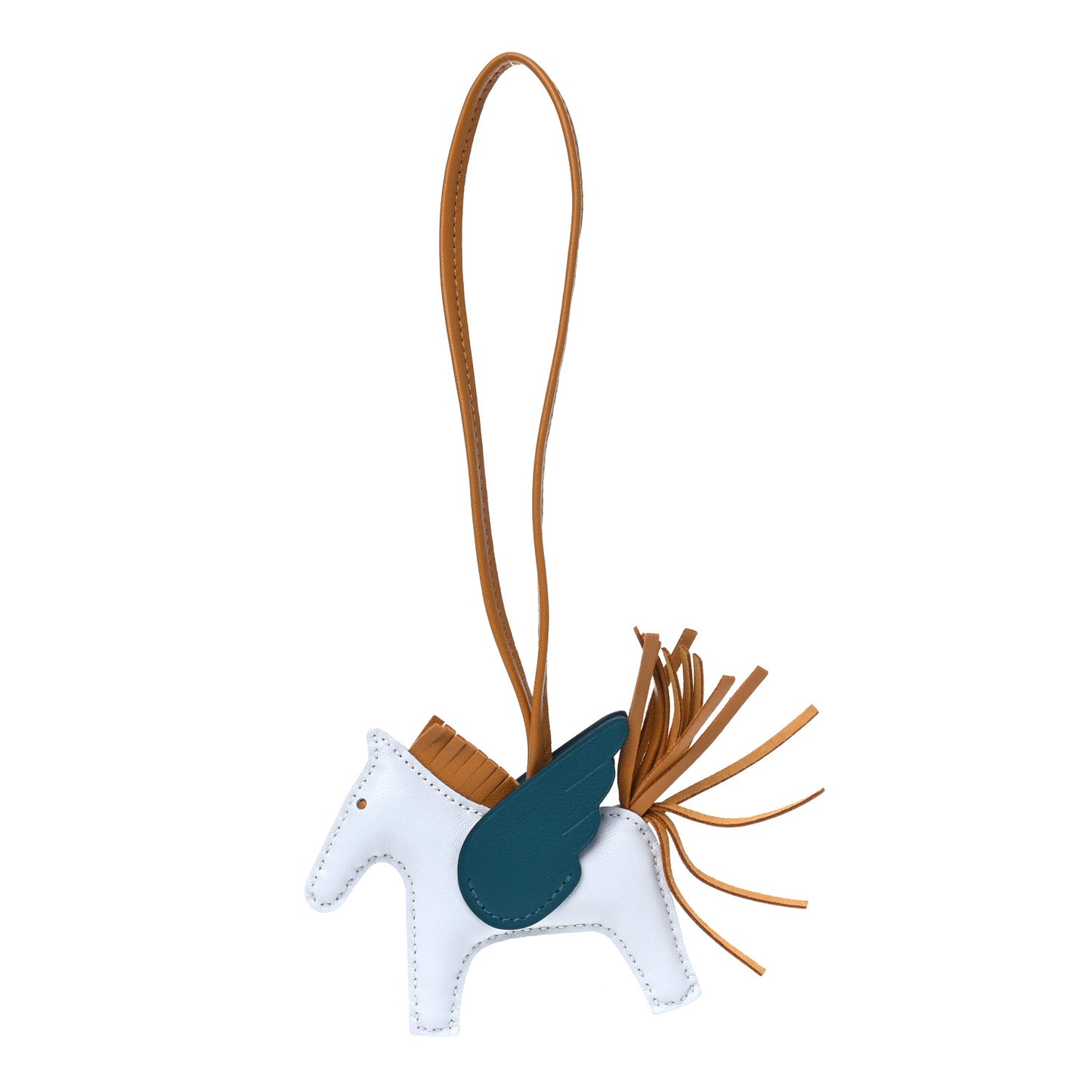 Milo Lambskin Grigri Rodeo Pegase Horse Bag Charm PM Bleu Brume Sesame Vert Bosphore