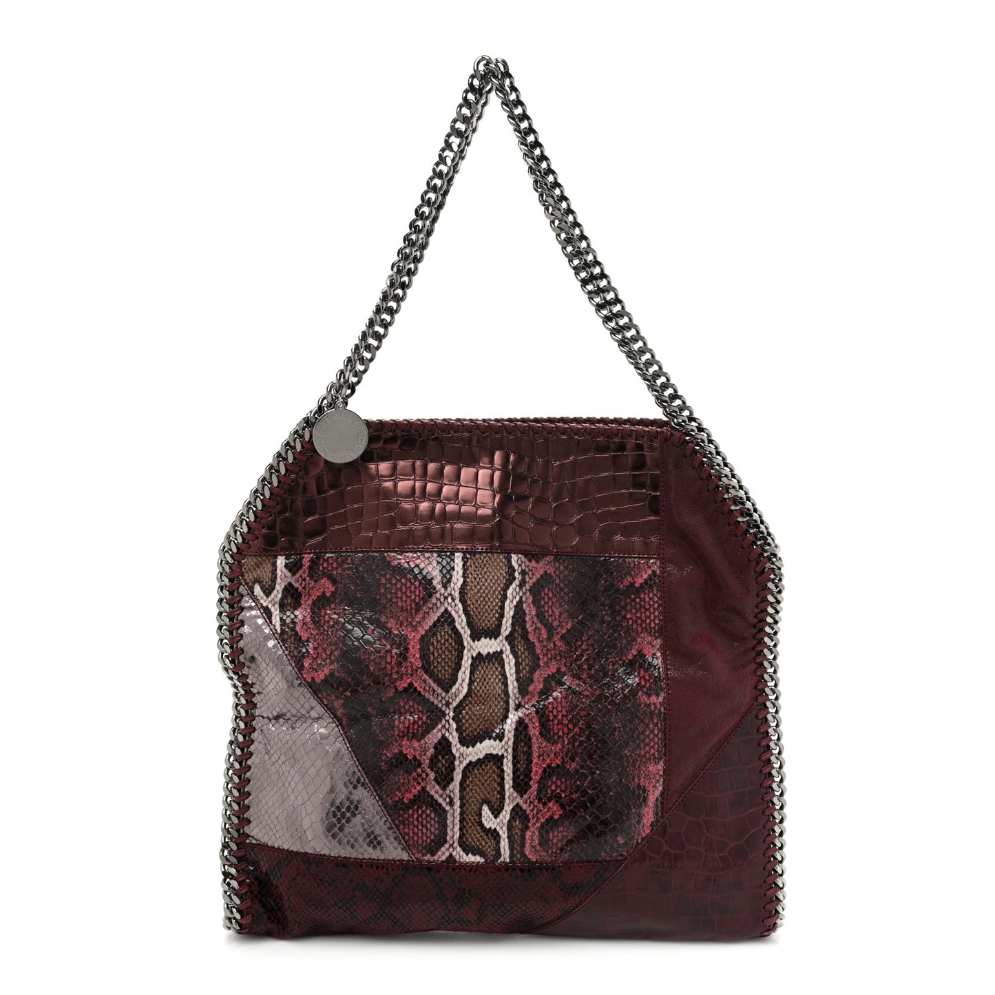 Eco Python Croc Small Falabella Fold Over Tote Red