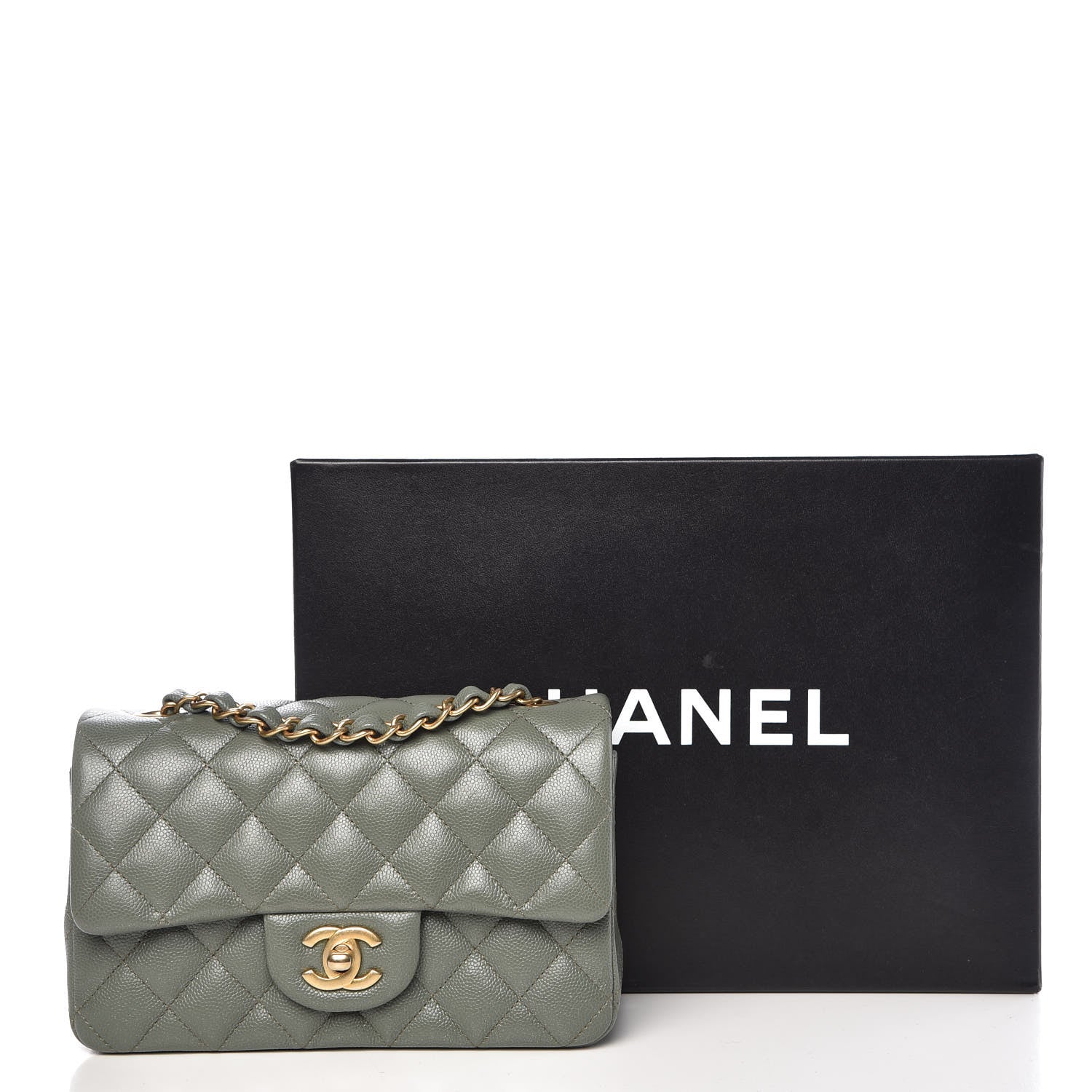 Chanel Iridescent Caviar Quilted Mini Rectangular Flap Green 10 of 10
