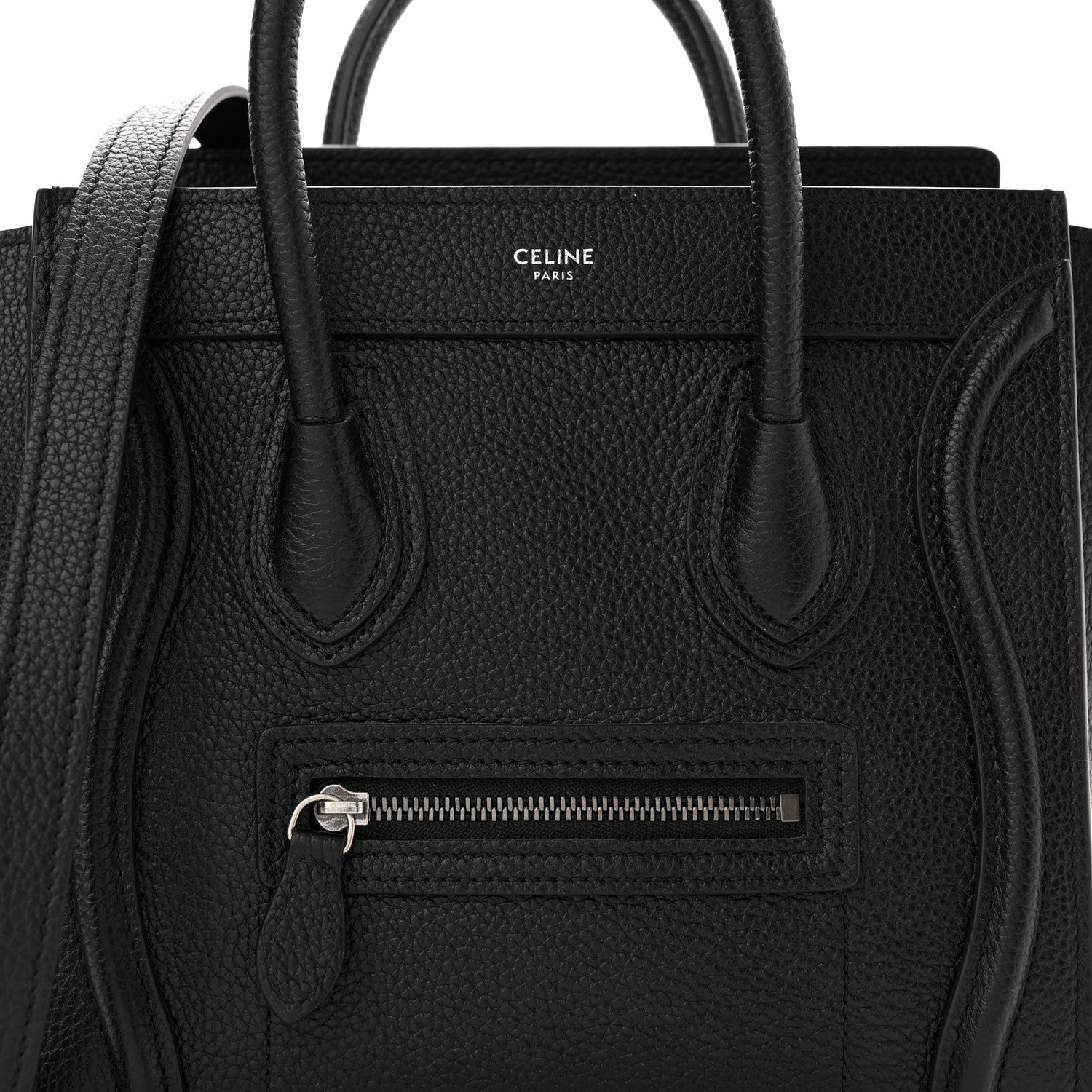 Celine Drummed Calfskin Nano Luggage Black 9 of 11