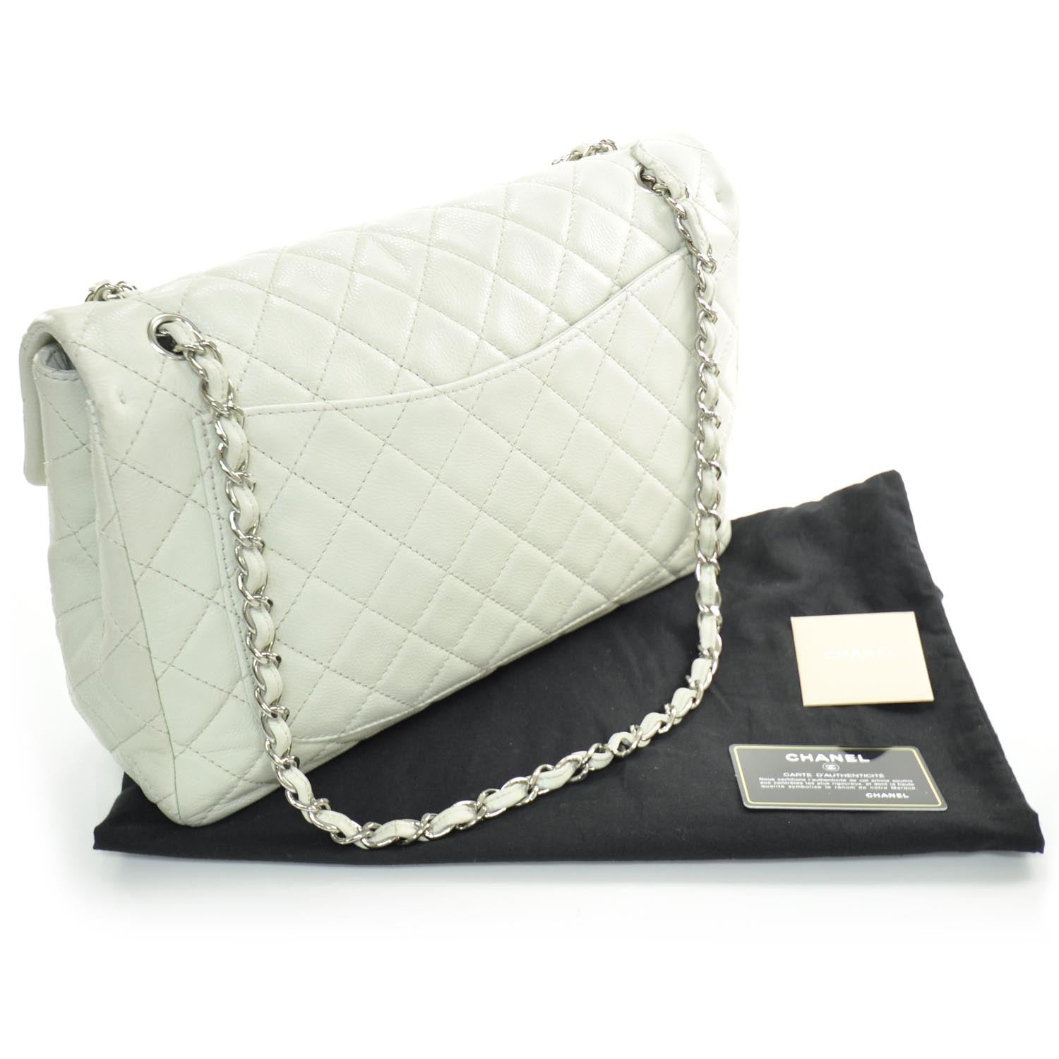 Chanel Washed Caviar Maxi Flap White 3 of 8