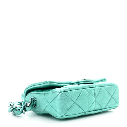 Chanel Metallic Lambskin Quilted Mini Lacquered Chain Flap Turquoise 5 of 11