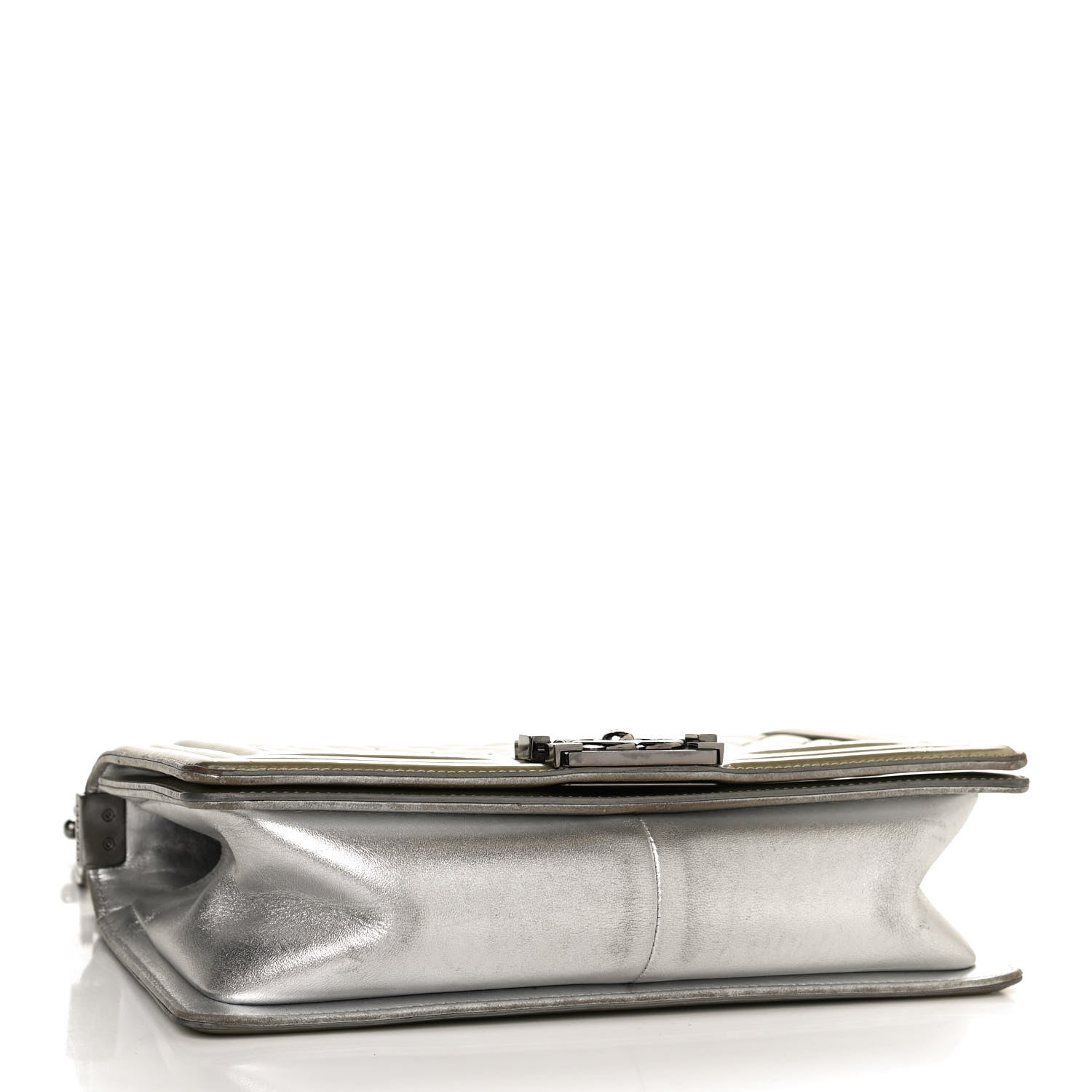 Chanel Metallic Patent Calfskin Quilted Medium Boy Flap Silver 3 of 9