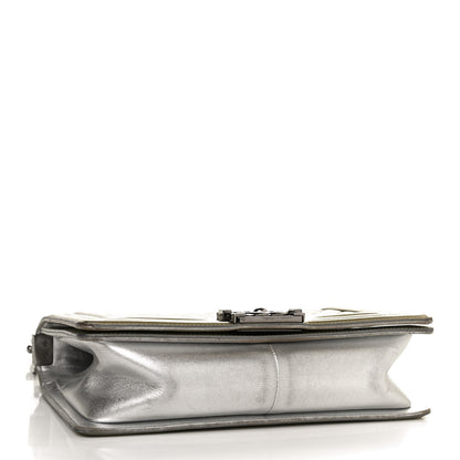 Chanel Metallic Patent Calfskin Quilted Medium Boy Flap Silver 3 of 9