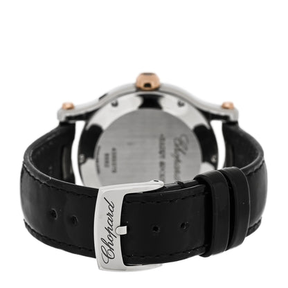 Chopard Stainless Steel 18K Rose Gold Alligator 5 Diamond 36mm Happy Sport Quartz Watch Black 3 of 5