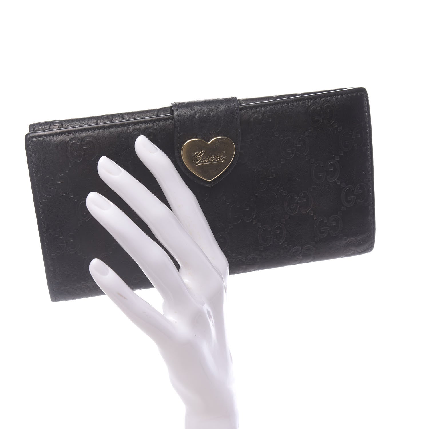Gucci Guccissima Heart Continental Wallet Black 642495 – FASHIONPHILE