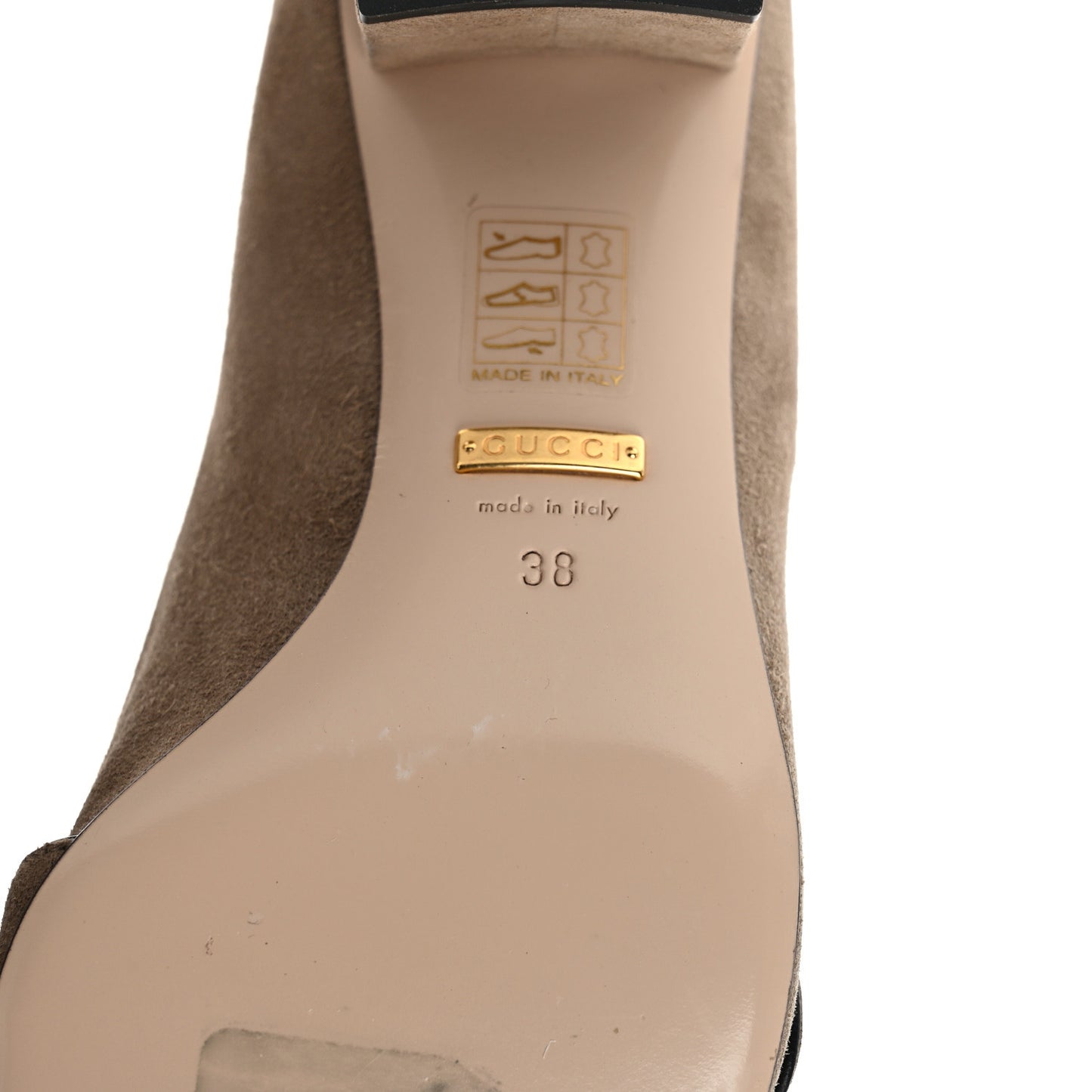 Kid Scamosciato GG Marmont Fringe 50mm Loafer Pumps 38 Taupe