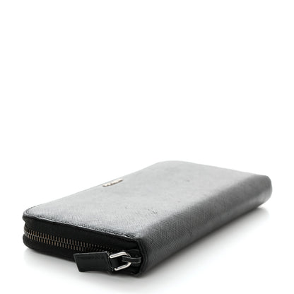 Prada Saffiano Metal Zip Around Wallet Black 4 of 7