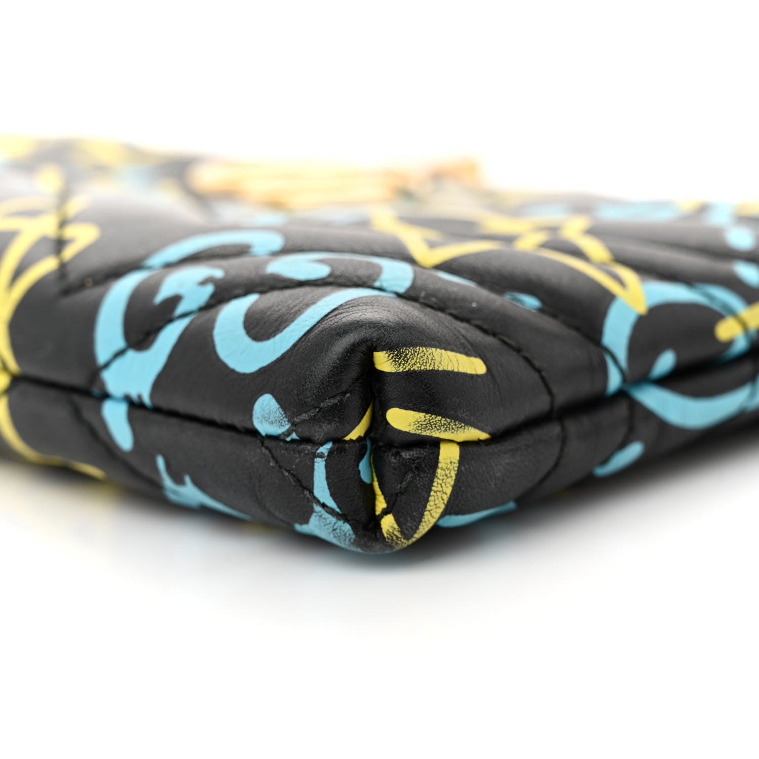 Gucci Calfskin Matelasse Printed Mini GucciGhost GG Marmont Chain Bag Black New Acquamarine 10 of 13