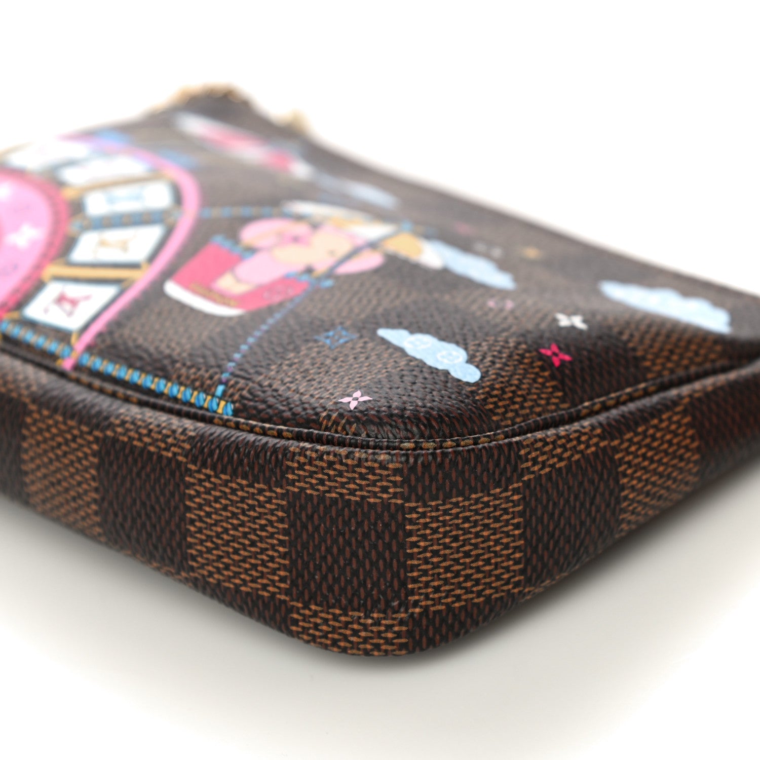 Louis Vuitton Damier Ebene 2020 Christmas Animation Big Wheel Mini Pochette Accessories Rose Ballerine 10 of 11
