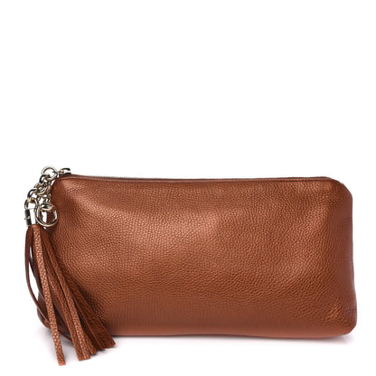 Gucci Metallic Pebbled Calfskin Tassel Clutch Burnt Orange 1 of 9