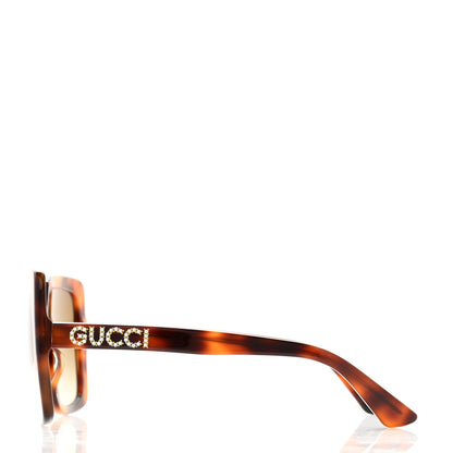 Gucci Acetate Square Frame Crystal Sunglasses GG0418S Tortoiseshell 3 of 8