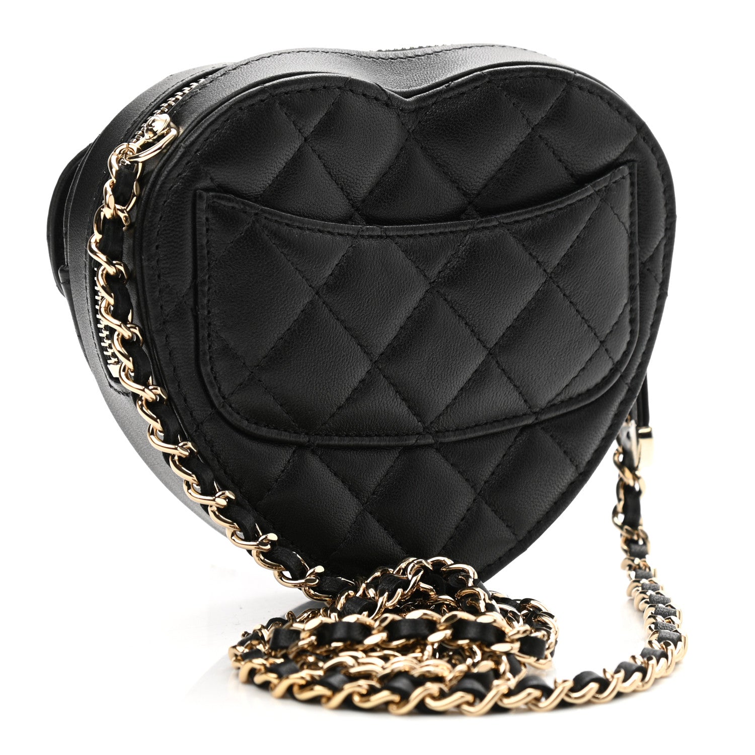 Chanel Lambskin Quilted CC In Love Heart Clutch With Chain Black 3 of 11