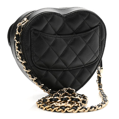 Chanel Lambskin Quilted CC In Love Heart Clutch With Chain Black 3 of 11