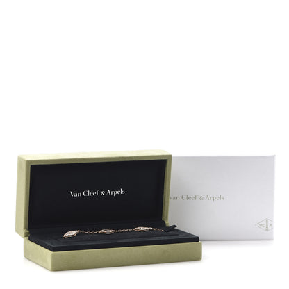 Van Cleef & Arpels 18K Rose Gold Diamond Gray Mother of Pearl 5 Motifs Vintage Alhambra Bracelet 7 of 7