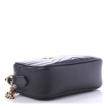 Gucci Calfskin Matelasse Mini GG Marmont Chain Shoulder Bag Black 4 of 10