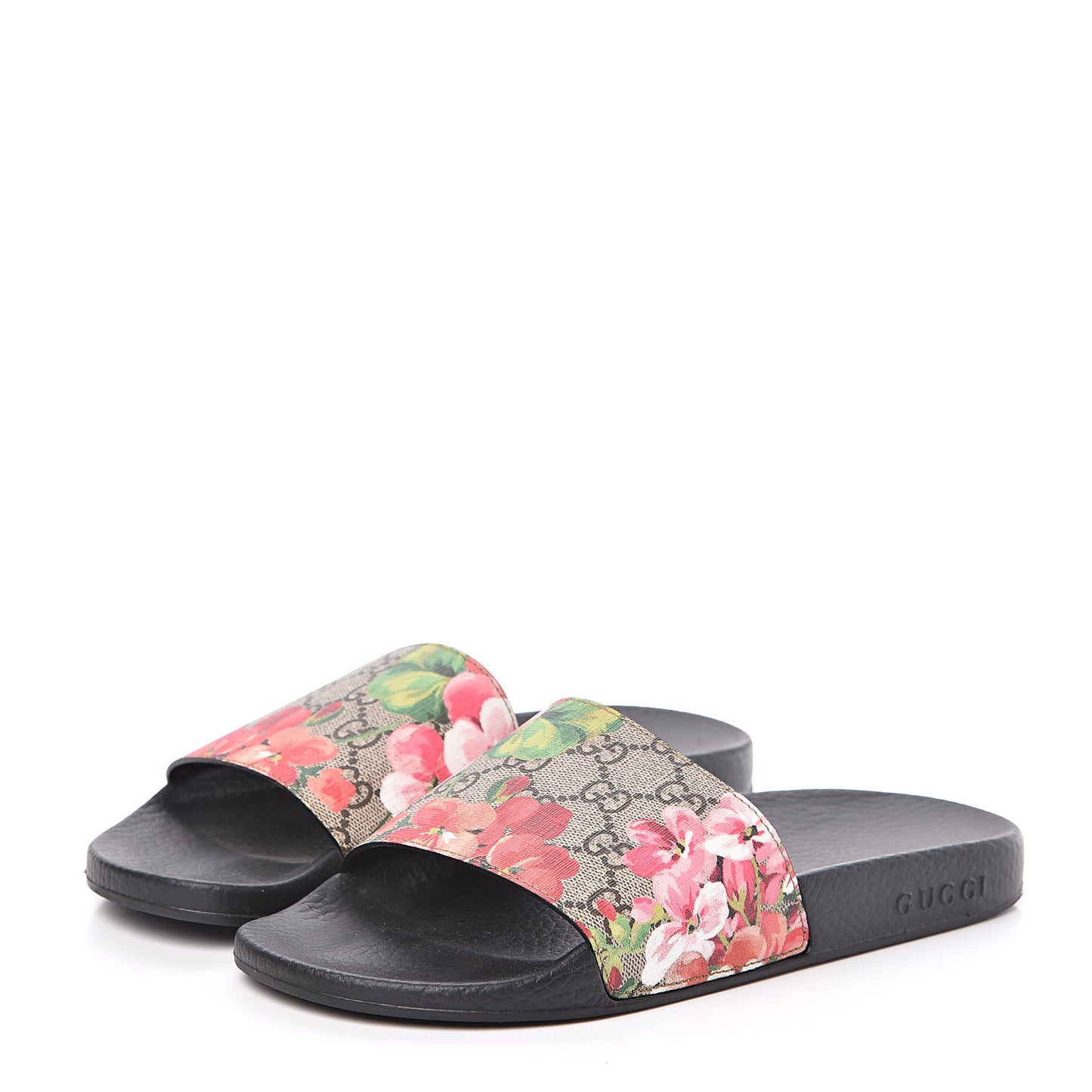 GG Supreme Monogram Blooms Slide Sandals 39 Beige Multicolor