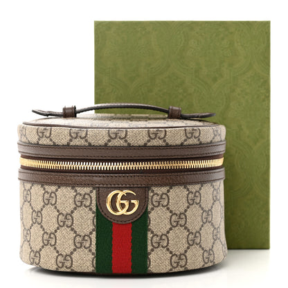 Gucci GG Supreme Monogram Textured Calfskin Web Ophidia Vanity Cosmetic Case Beige Ebony New Acero 10 of 10