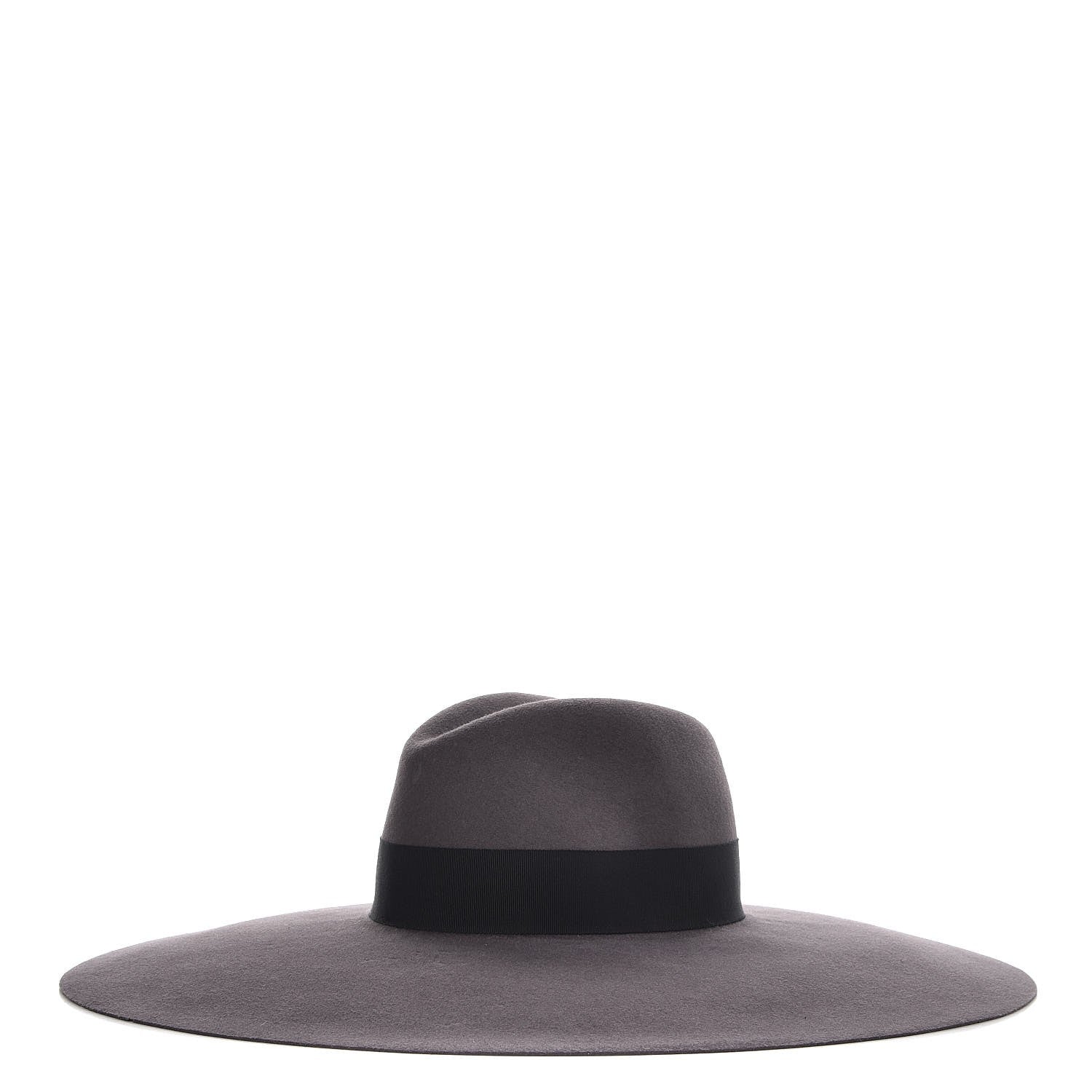 Saint Laurent Rabbit Fur Felt Wide Brim Hat 56 Gray 1 of 10