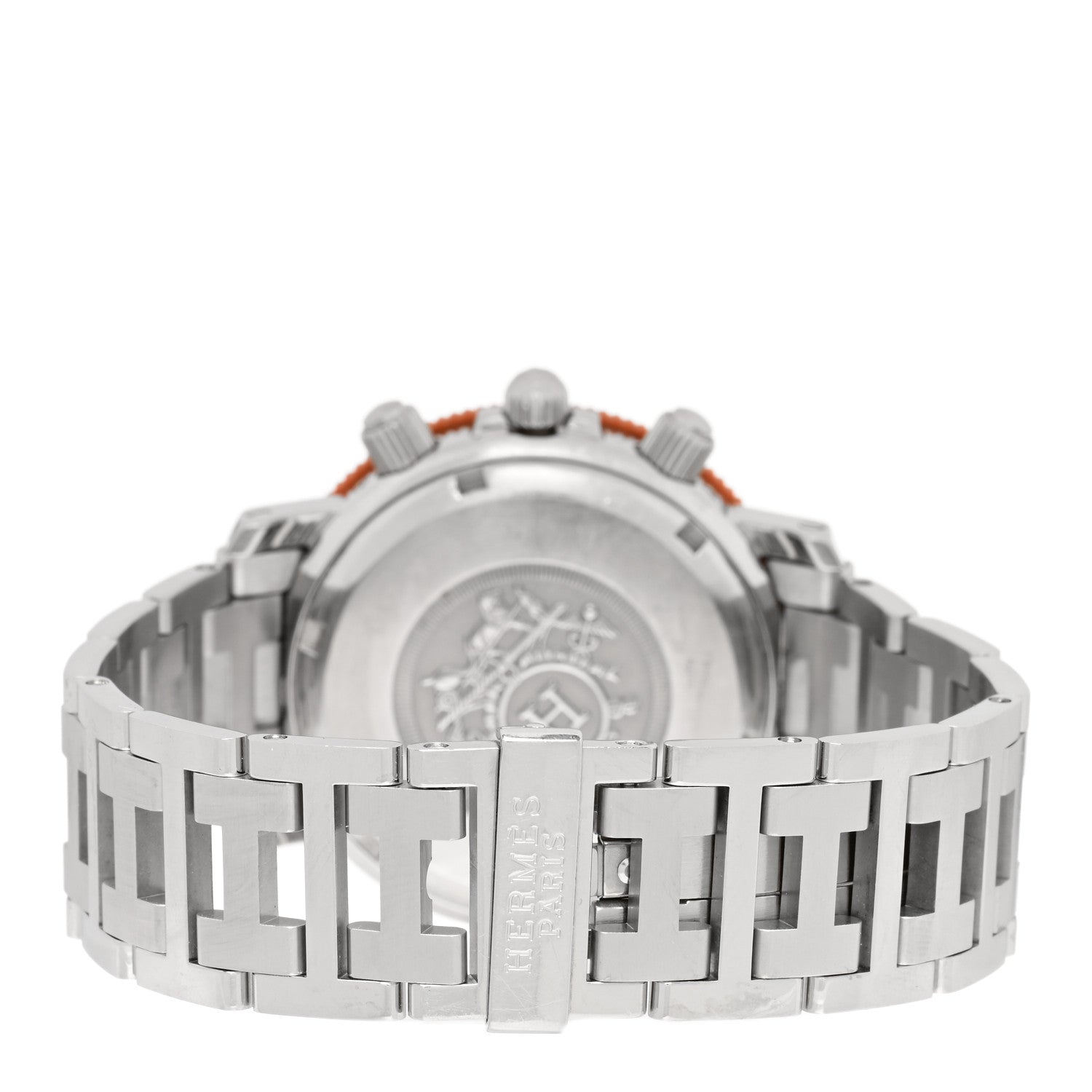 Hermes Stainless Steel 39mm Clipper Chronograph Quartz Watch Orange 3 of 5