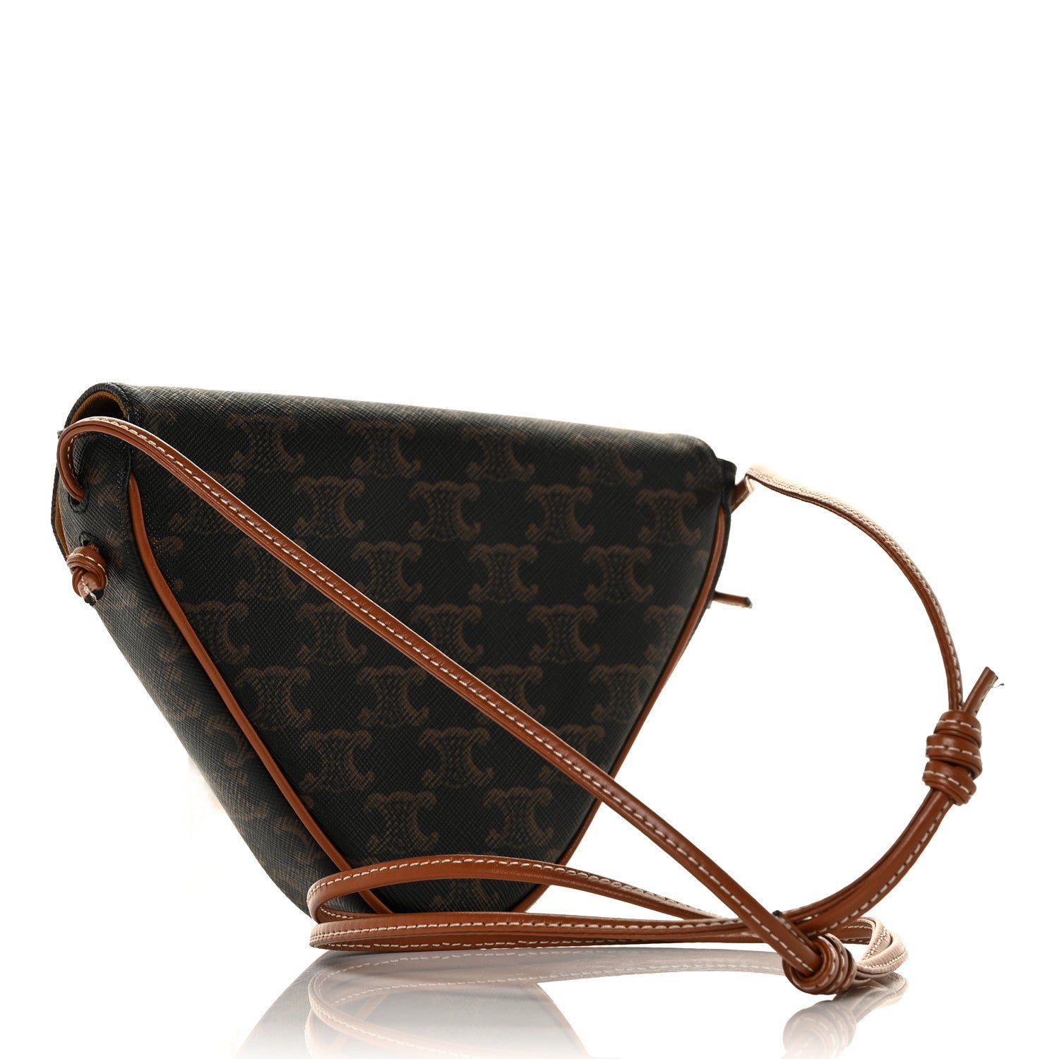 Celine Triomphe Canvas Triangle Crossbody Bag Tan 4 of 21