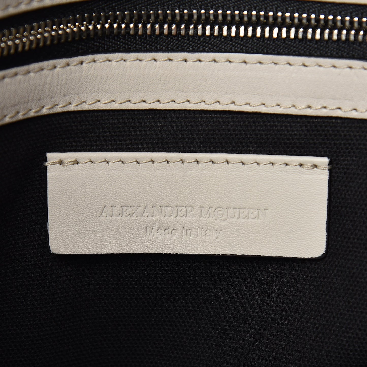 Calfskin Skull Perforated Tote Off White