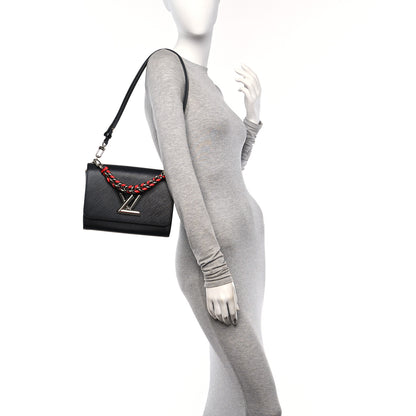 Louis Vuitton Epi Twist Braided Strap Shoulder Bag MM Black Red 2 of 11
