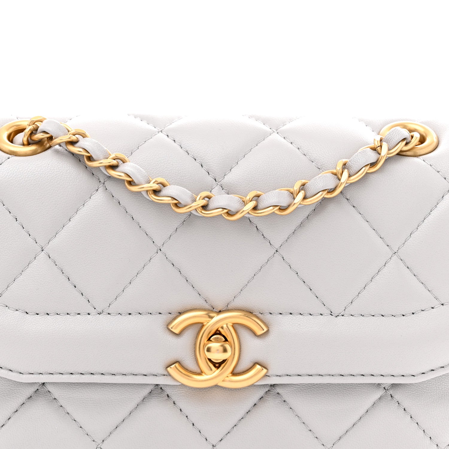 Chanel Shiny Lambskin Quilted Mini Flap Grey 8 of 11