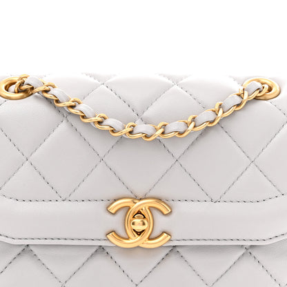 Chanel Shiny Lambskin Quilted Mini Flap Grey 8 of 11