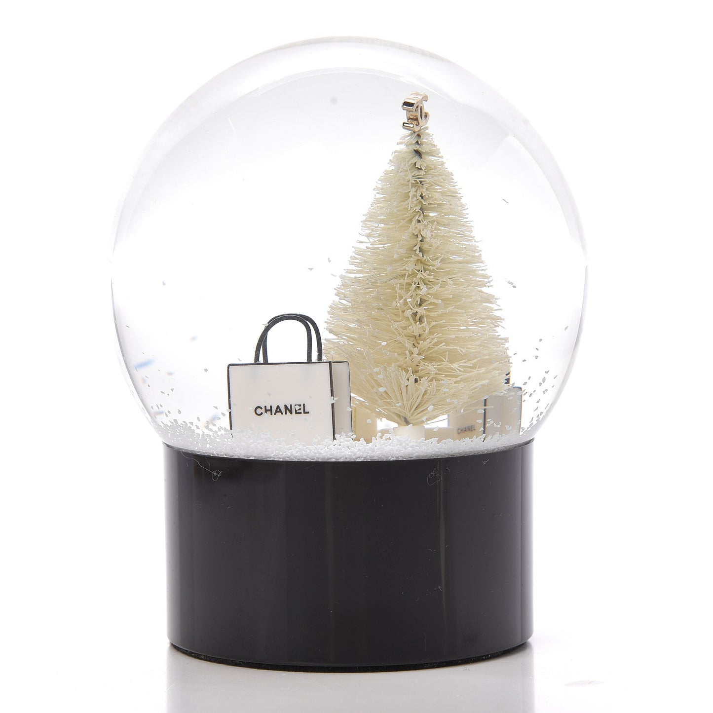 Glass Christmas Tree Shopping Bag Snow Globe