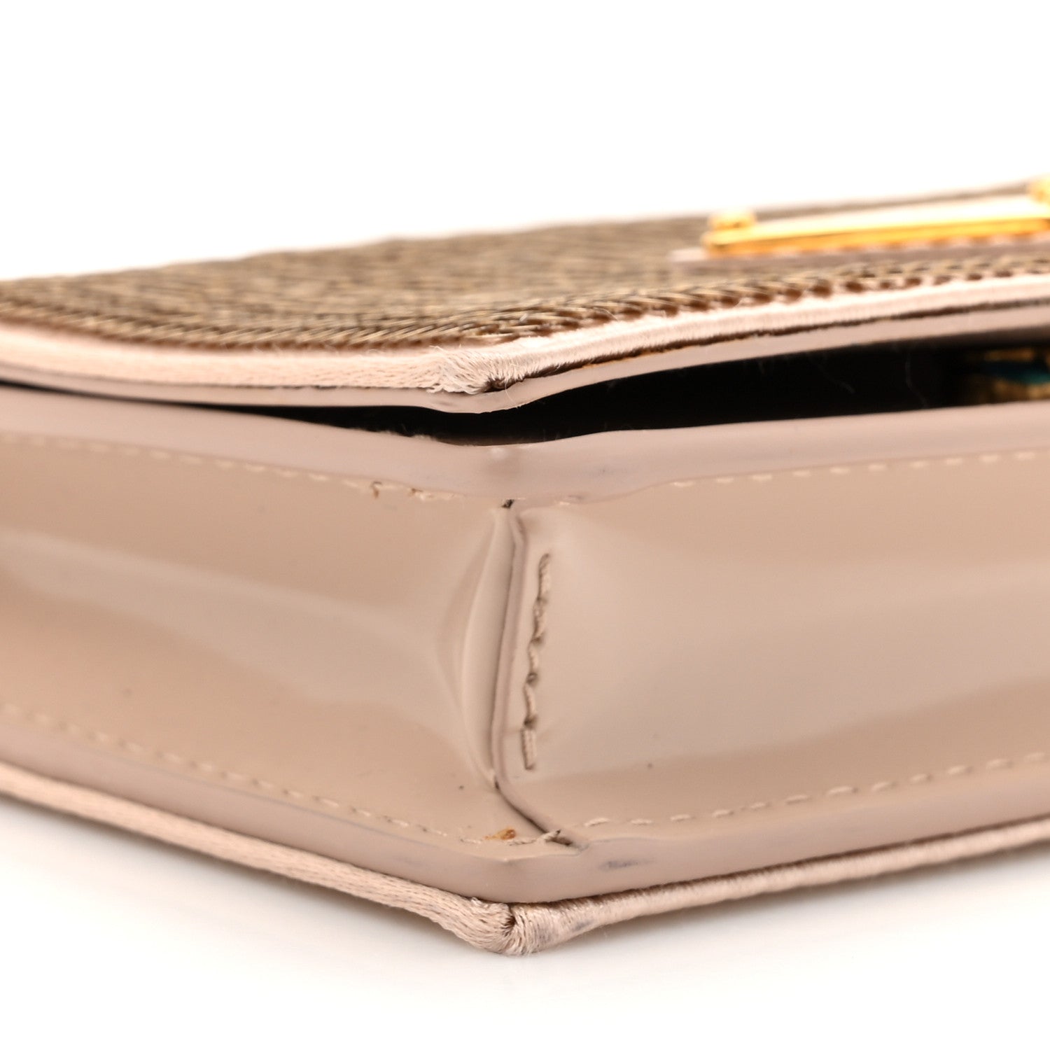 Prada Paillettes Sequin Metal Triangle Logo Card Holder With Strap Cammeo 10 of 11