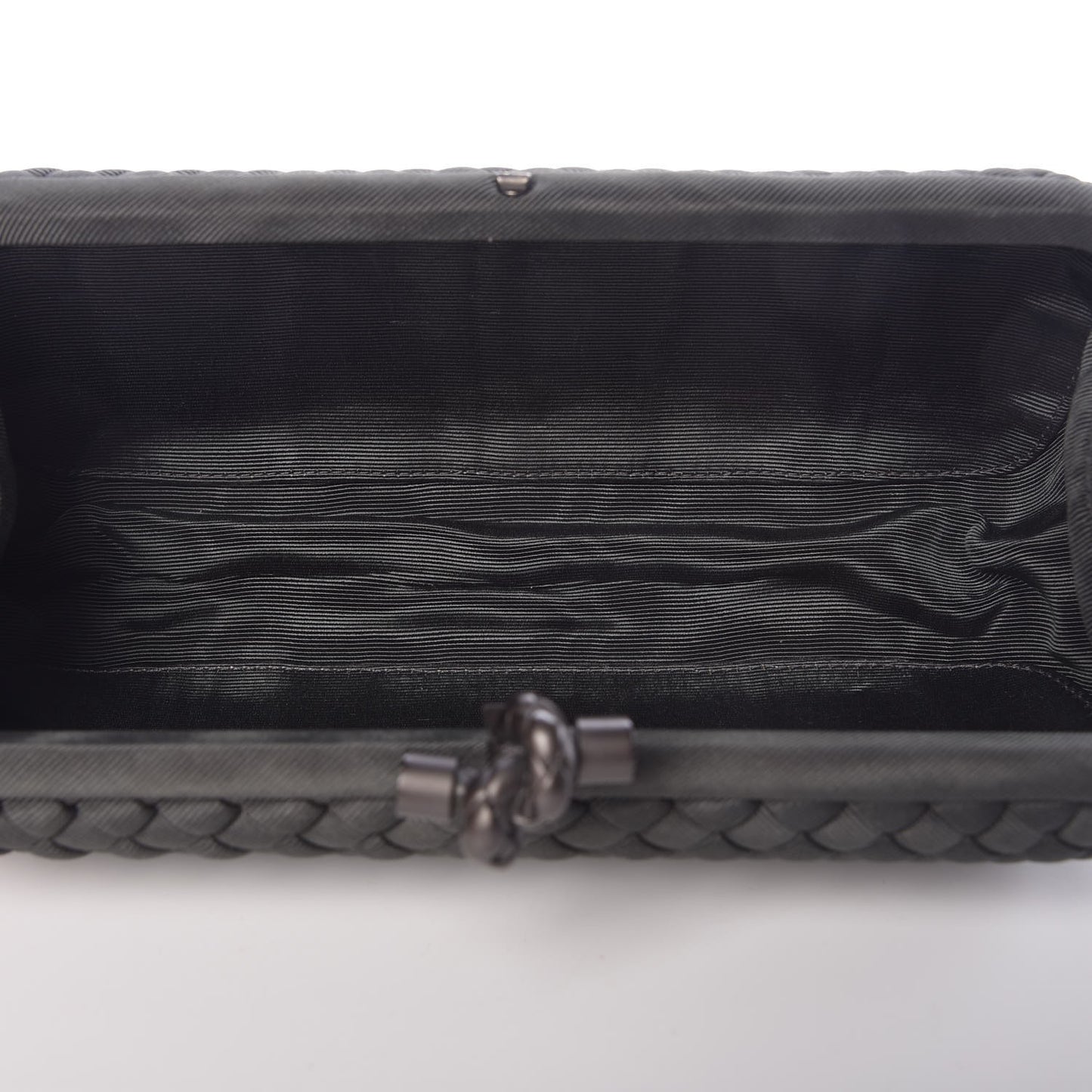 Silk Faille Intrecciato Knot Clutch Grey