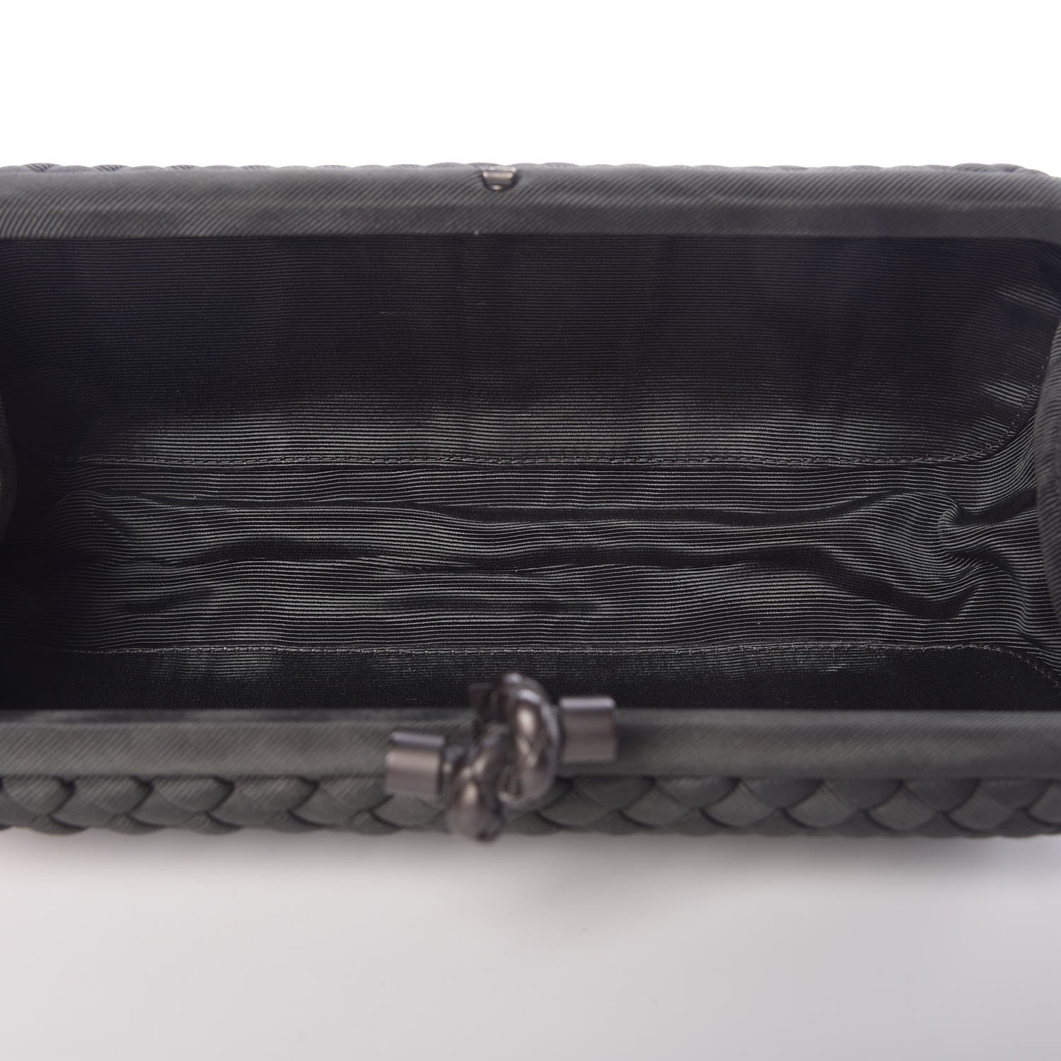 Bottega Veneta Silk Faille Intrecciato Knot Clutch Grey 5 of 6