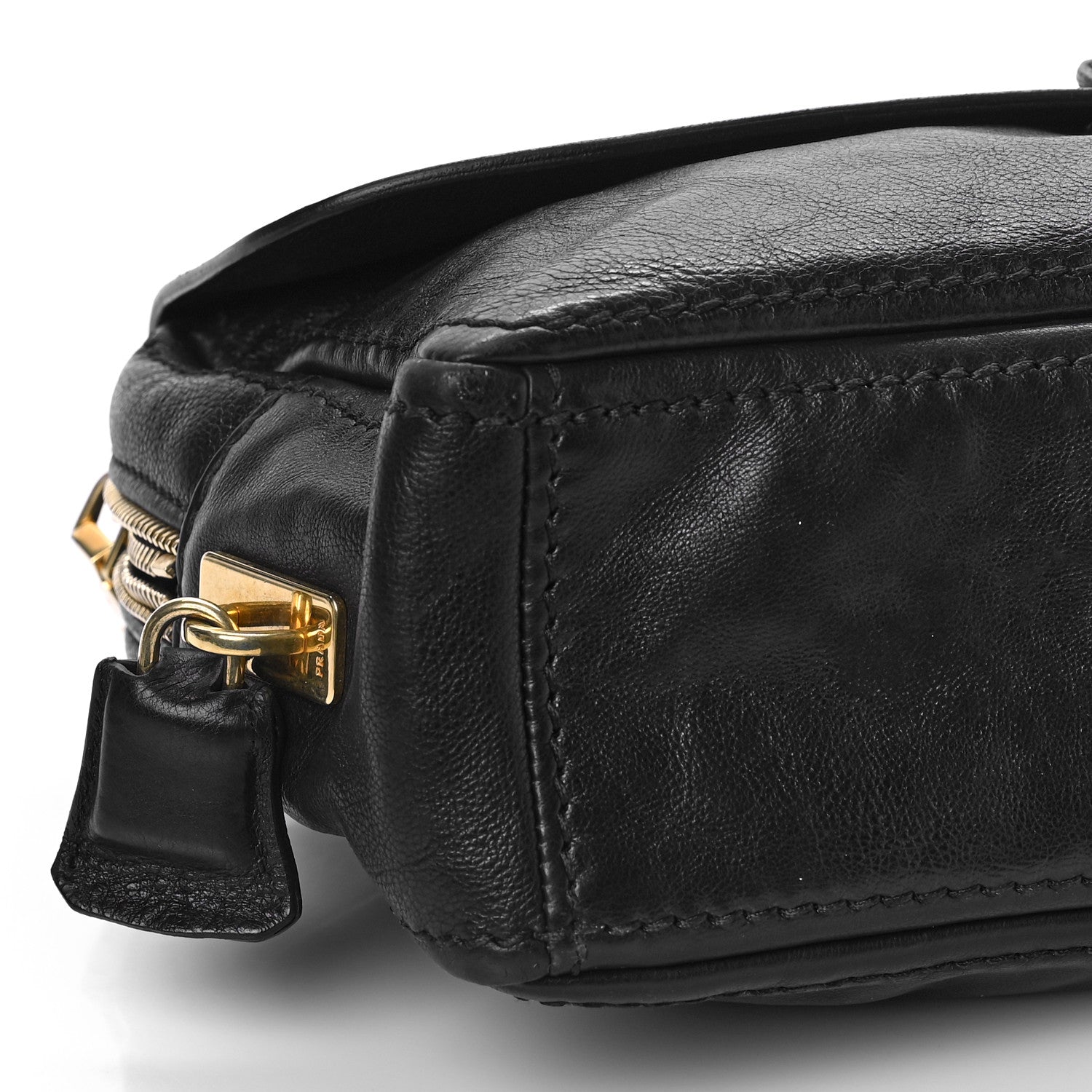 Prada Calf Easy Foldover Pushlock Shoulder Bag Black 7 of 10