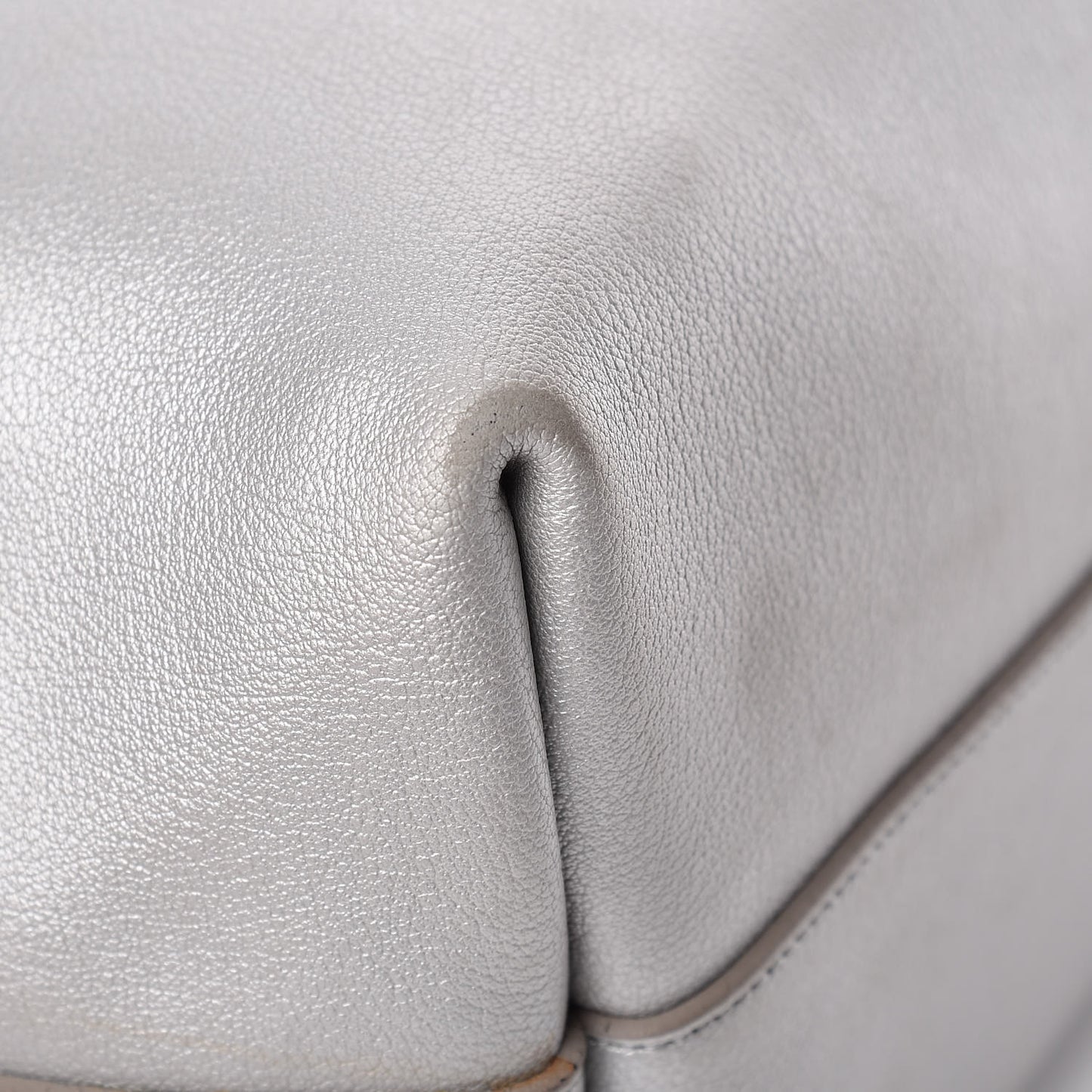 Metallic Calfskin Large Shopping Tote Silver