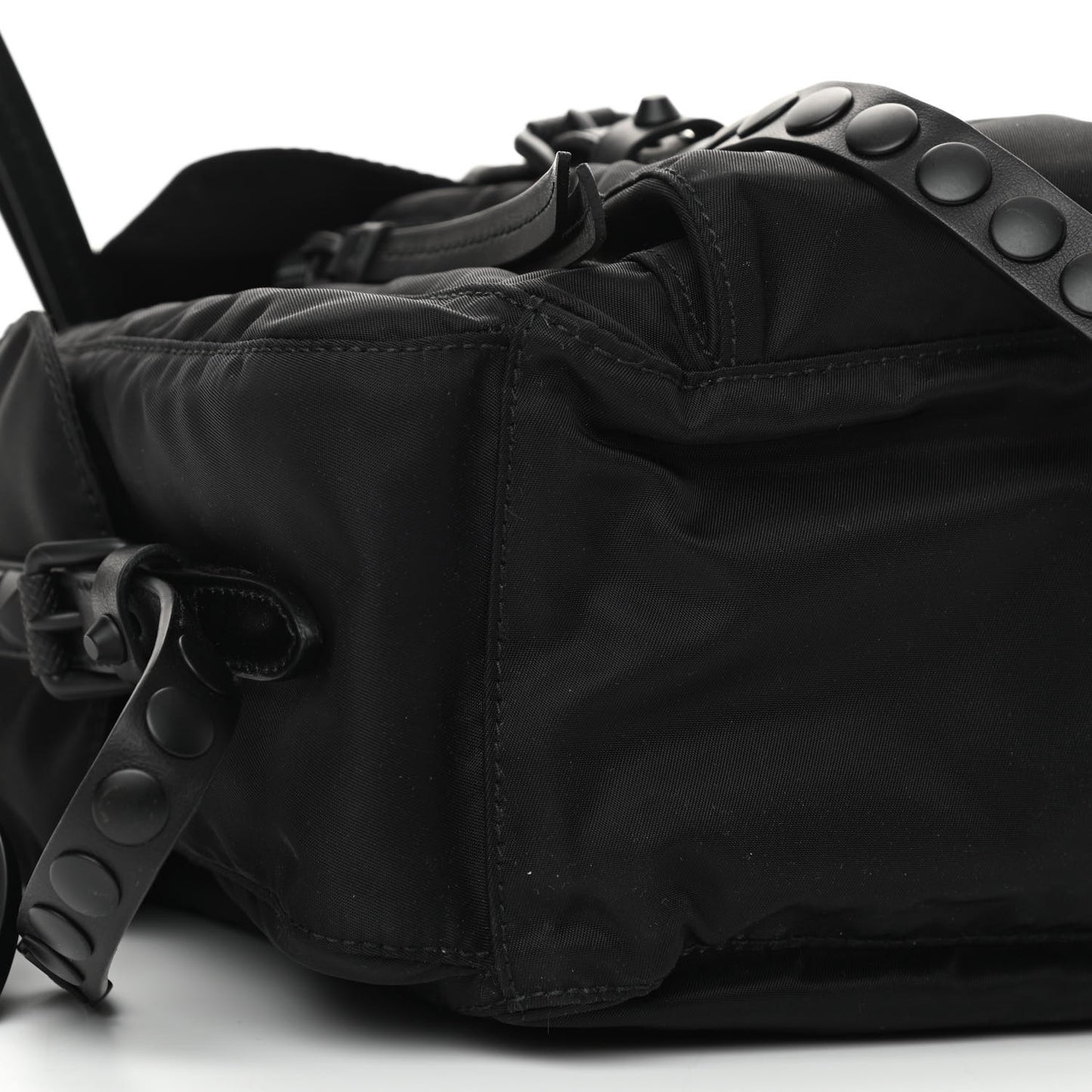 Nylon New Vela Studded Messenger Bag Black