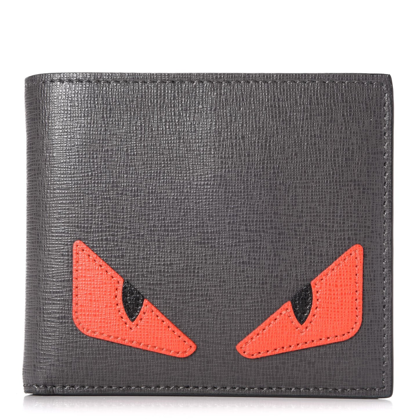 Vitello Elite Monster Eyes Inlay Bi-Fold Wallet Asfalto Papavero Black