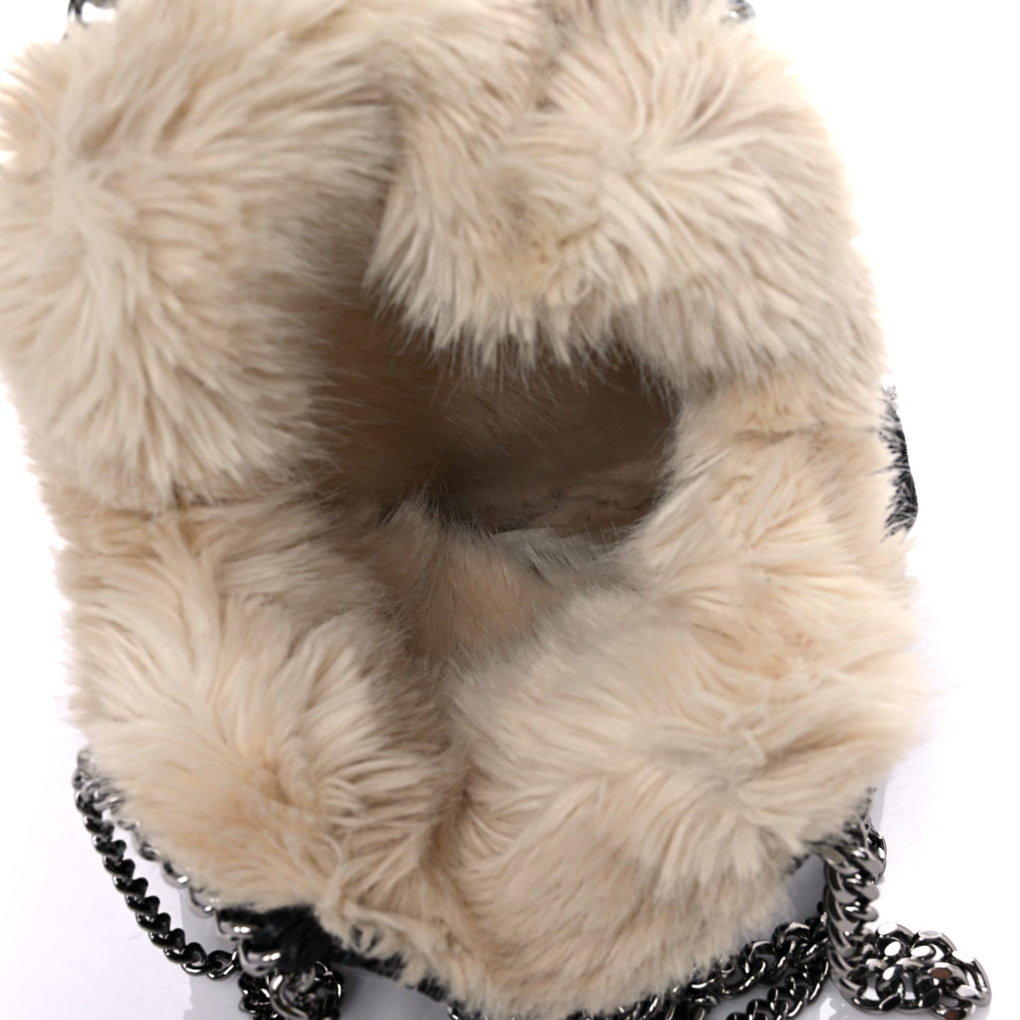 Shaggy Deer Fur Falabella Fold Over Tote Black