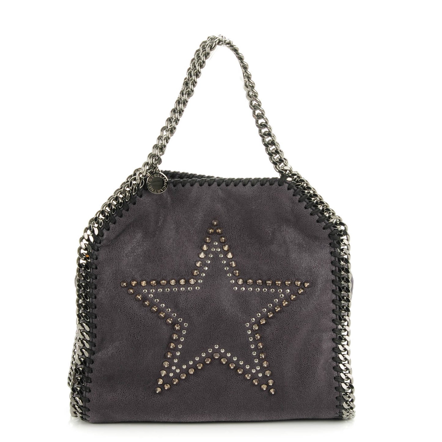 Shaggy Deer Studded Mini Star Falabella Tote Grey