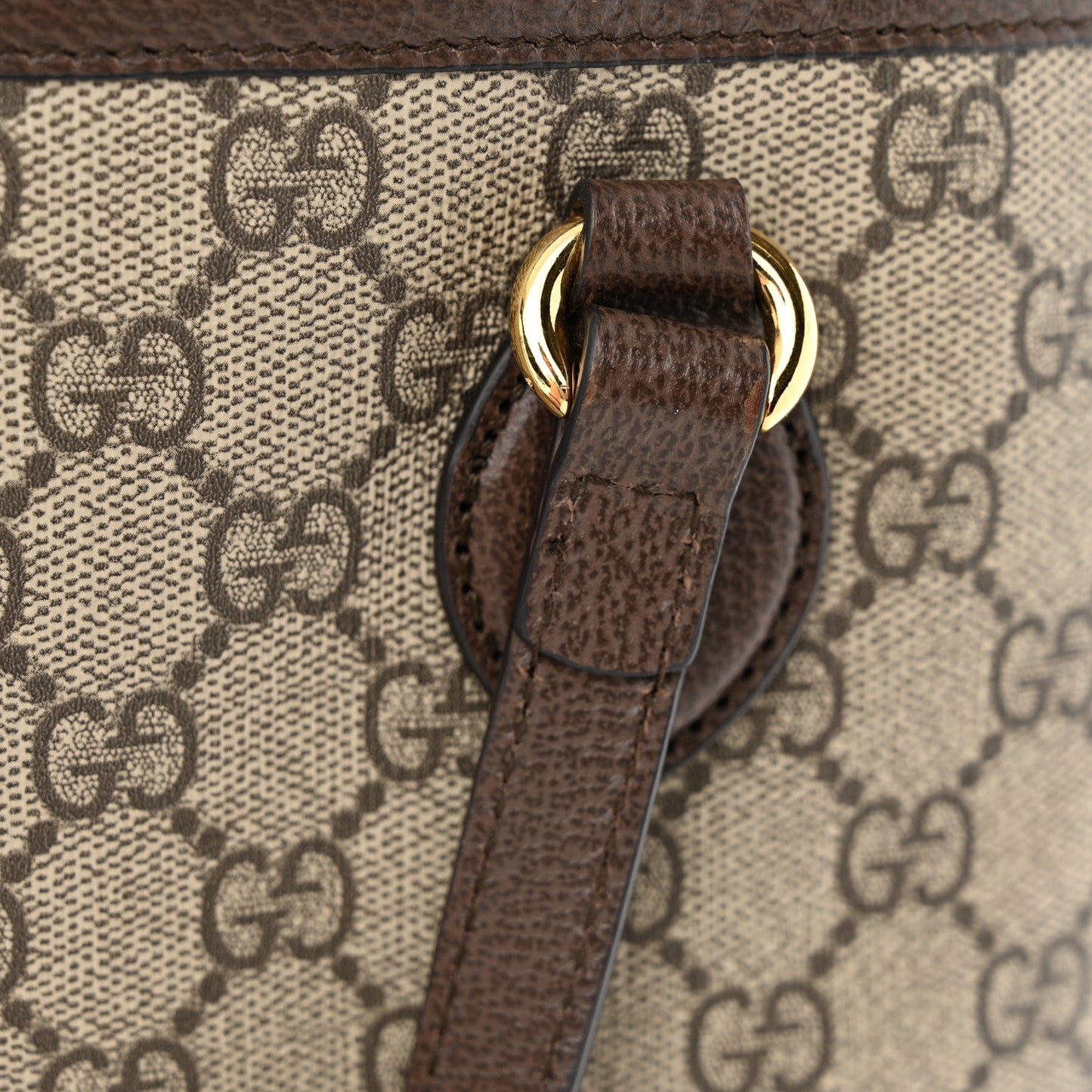 GG Supreme Monogram Textured Calfskin Small Ophidia Shoulder Tote Bag Beige Ebony New Acero