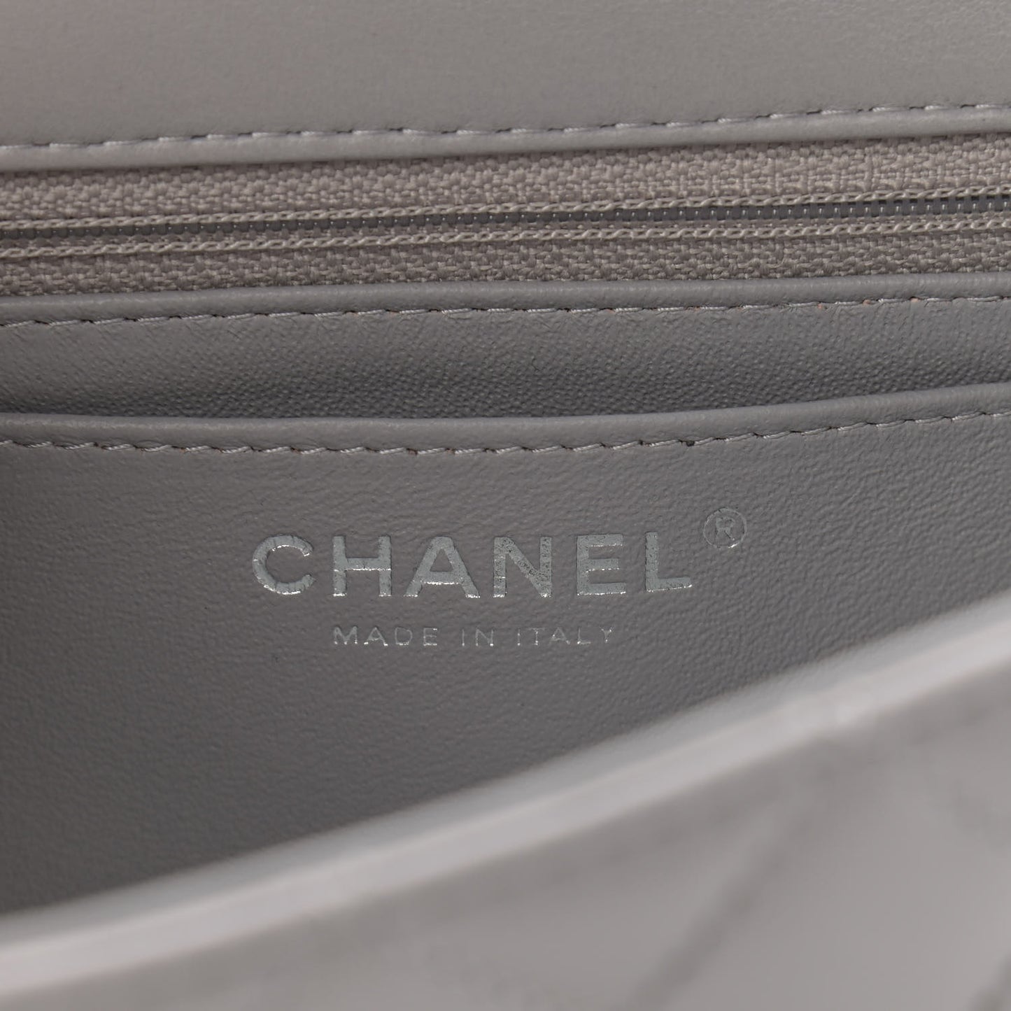 Lambskin Quilted Mini Rectangular Flap Grey