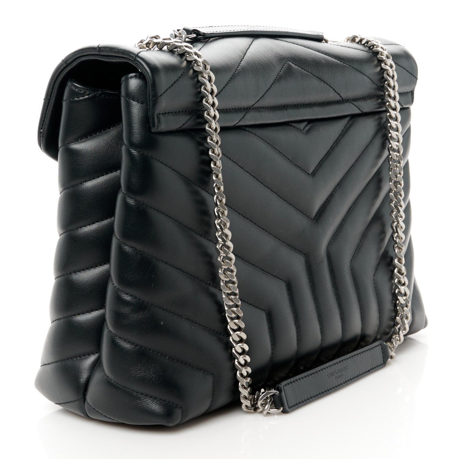 Saint Laurent Calfskin Y Quilted Monogram Medium Loulou Chain Satchel Black 3 of 11