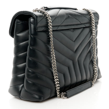 Saint Laurent Calfskin Y Quilted Monogram Medium Loulou Chain Satchel Black 3 of 11