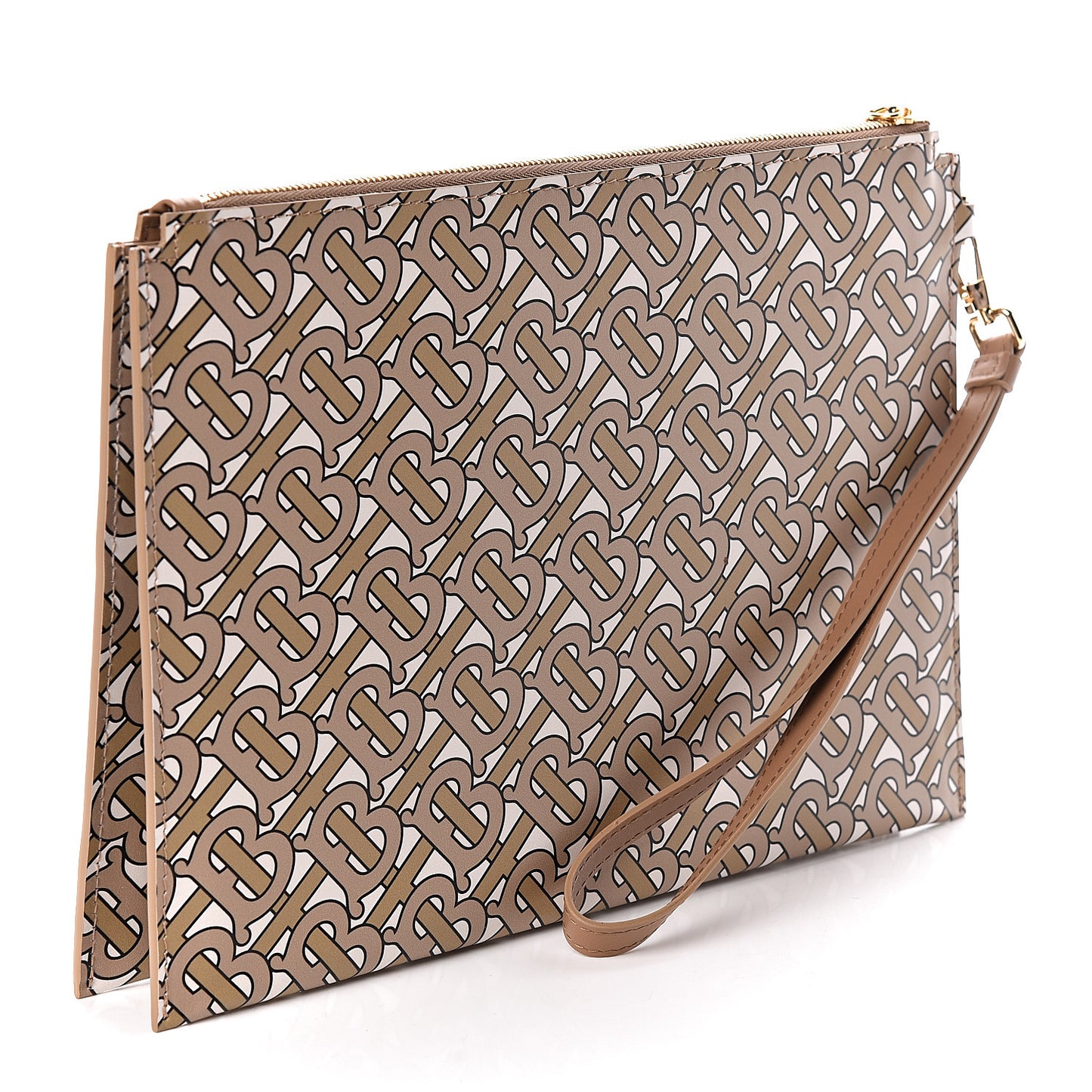 Calfskin Monogram Panola Zip Pouch Beige