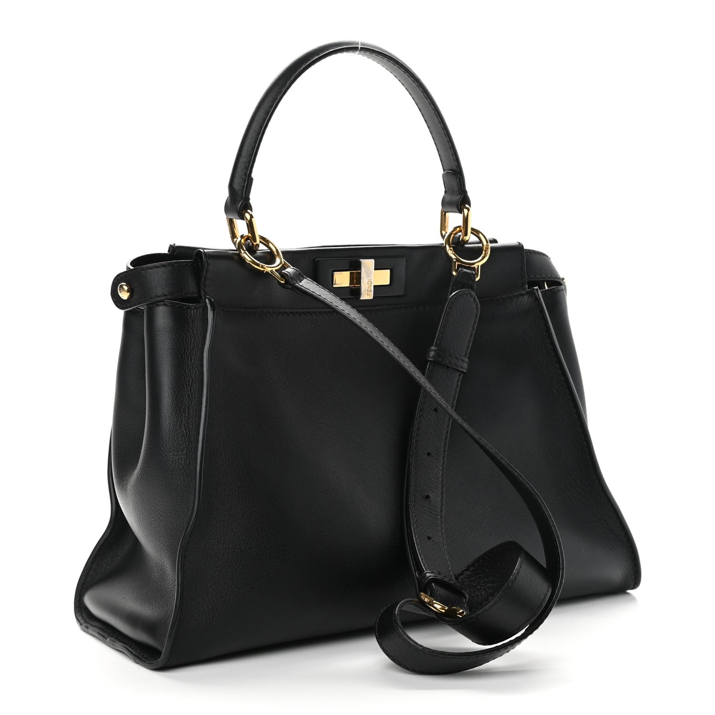 Vitello Seta Shiny Nappa Medium Peekaboo Iconic Satchel Black